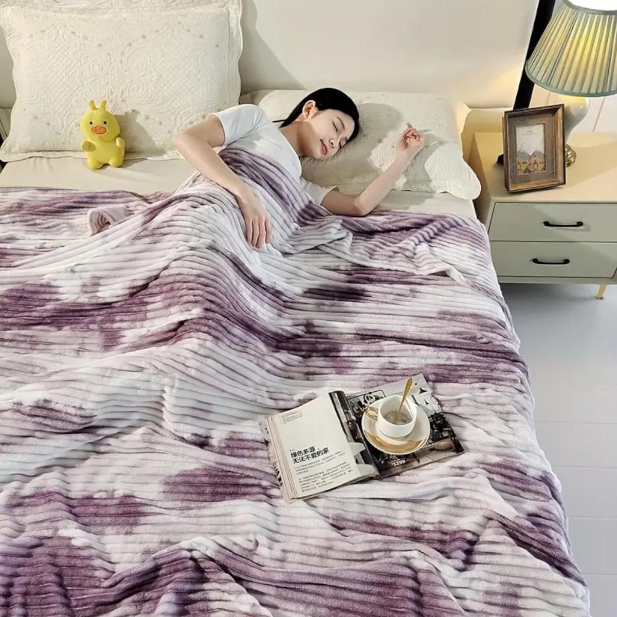 Плед Koloco Шарпей мармуровий євро 200х230 см Бузковий (41815) - фото 1