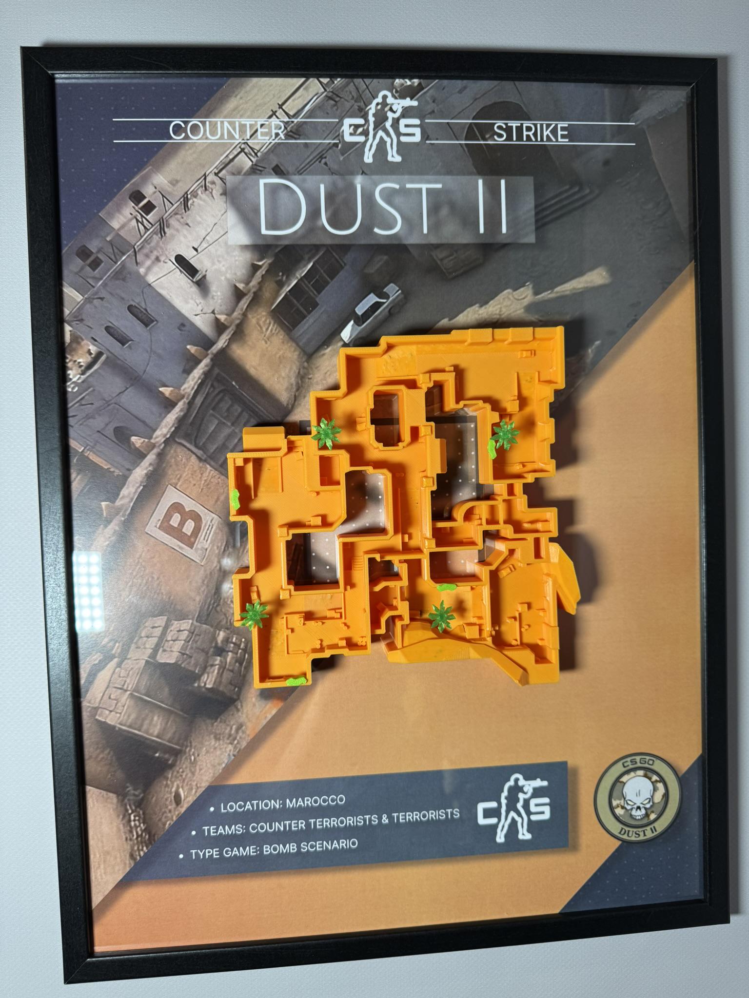 Карта 3D Dust II по игре Counter Strike 30х40 см