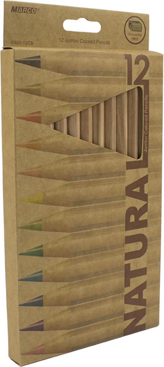 Карандаши цветные Marco Natural Jumbo с подстругачкой 12 цветов