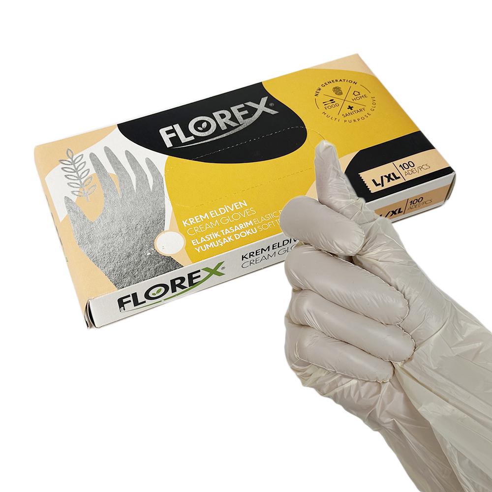 Перчатки одноразовые Reflex FLOREX L/XL 100 шт. Кремовый - фото 2