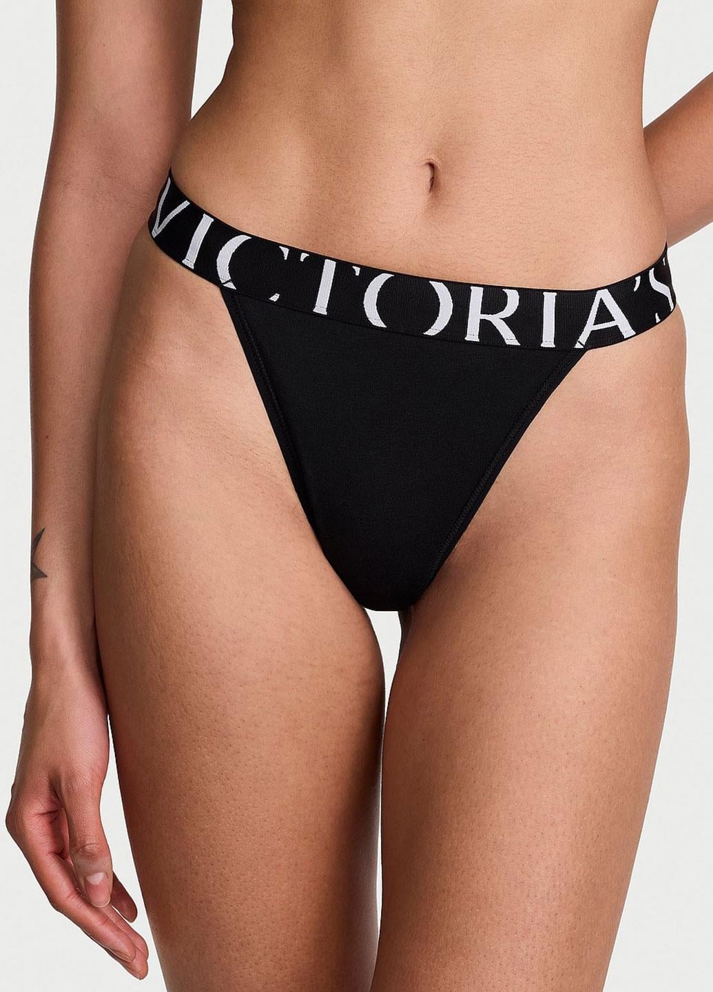 Трусики Victoria's Secret Exploded Logo Cotton 90s Brief XS Черный (2144000434232QB4XS)