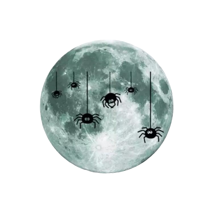 Наклейки на Хэллоуин фосфорные Пауки и луна 30 см Салатовый (8020)
