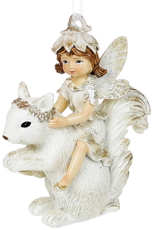 Статуэтки подвесные Фея на белке полистоун 9,5 см 6 шт. Белый