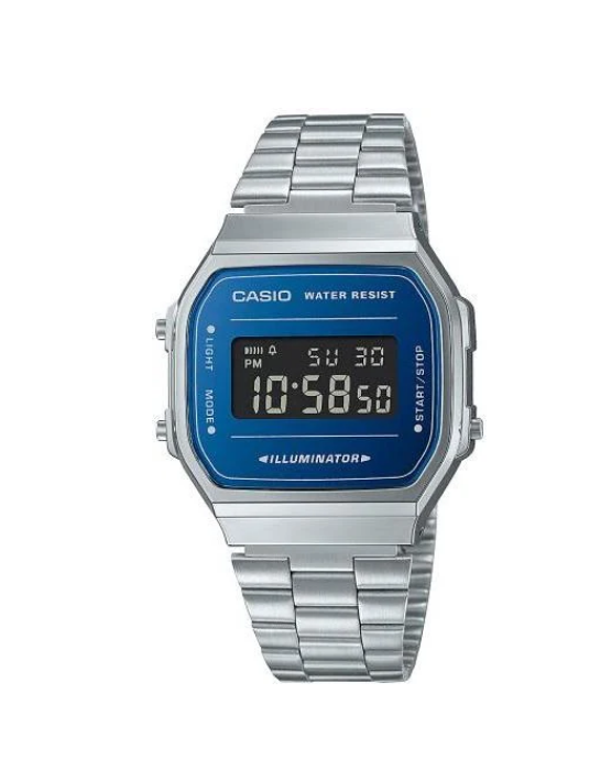 Мужские часы Casio A168WEM-2B, секундомер, синий циферблат