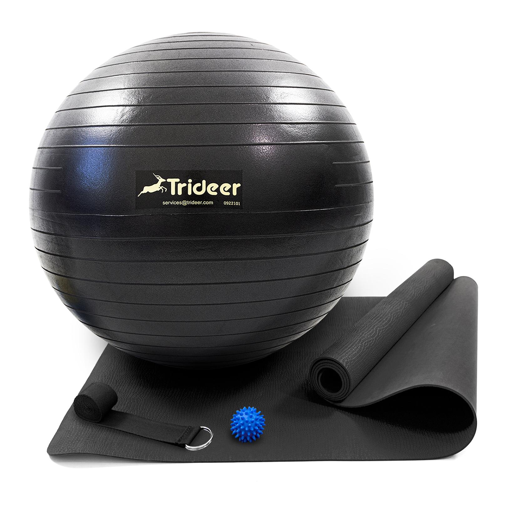 Коврик для йоги и фитбол 85 см и ремень для растяжки OSPORT n-0131 Set 101 Черный (21369)