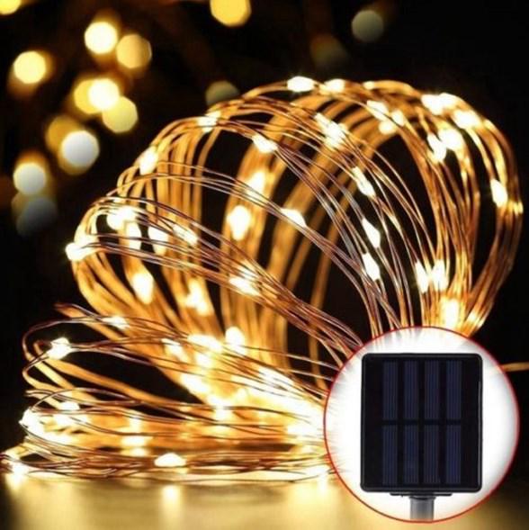 Гирлянда новогодняя Solar 100 LED 10 м теплый белый 8 режимов с диммированием (33928) - фото 4 Гирлянда новогодняя Solar 100 LED 10 м теплый белый 8 режимов с диммированием (33928) - фото 4