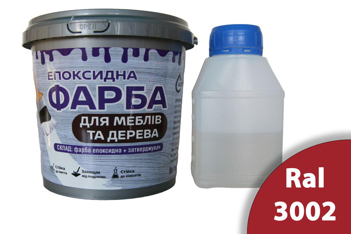 Фарба для меблів та дерева епоксидна ArtCraft двокомпонентна А+В 1,5 кг Червоний (artmb21)