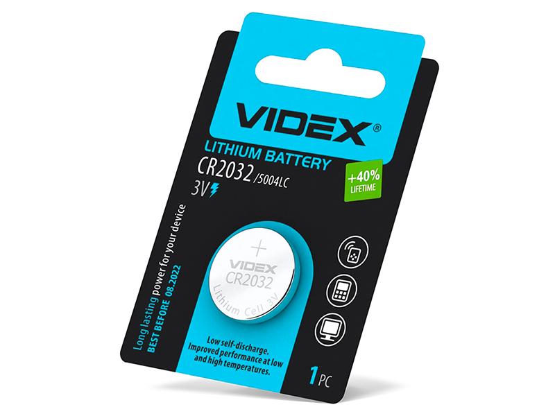 Батарейка литиевая CR2032 1шт BLISTER CARD Videx