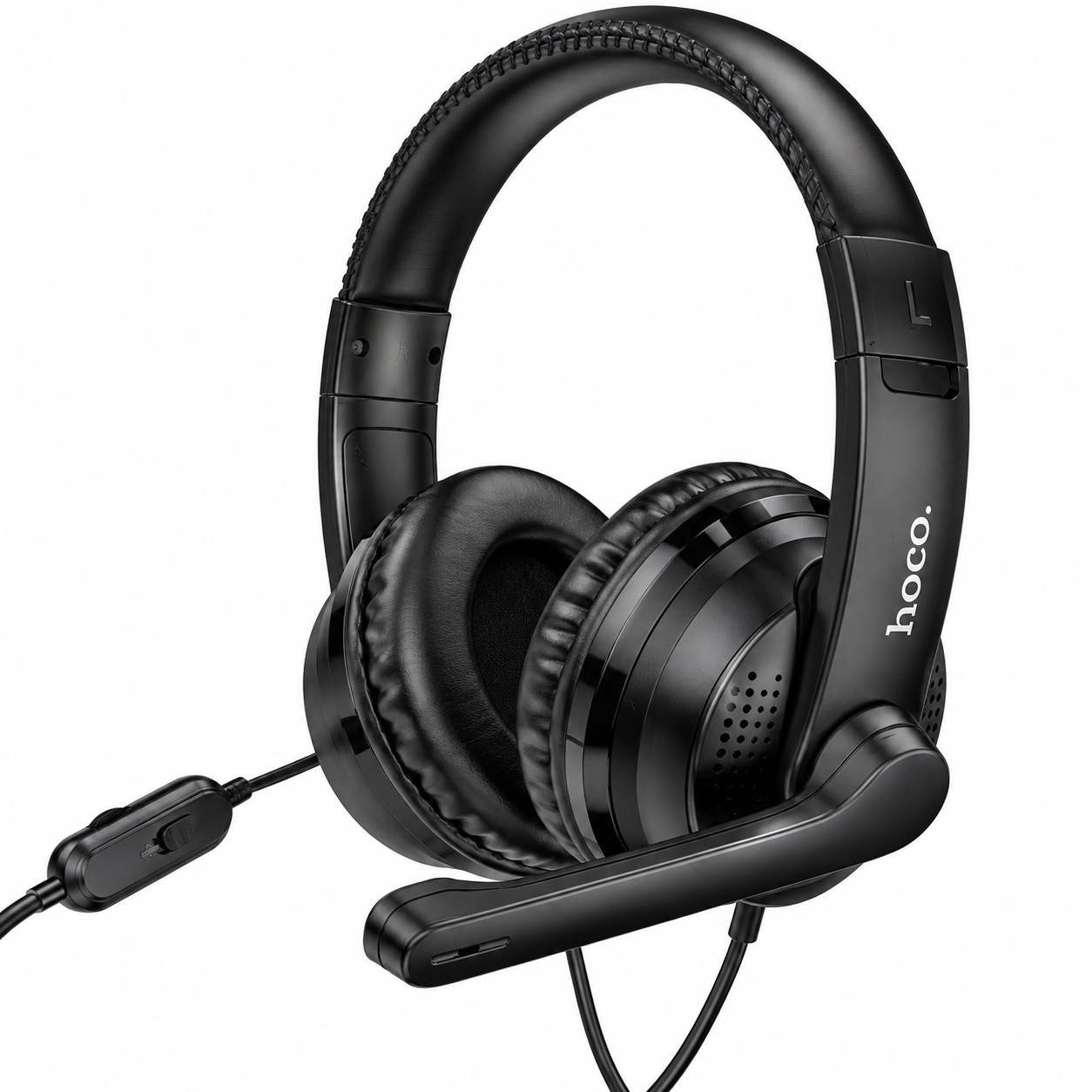 Наушники проводные игровые Hoco W103 3,5 мм USB 50 мм микрофон/LED-подсветка кабель 2 м Black (5743789)
