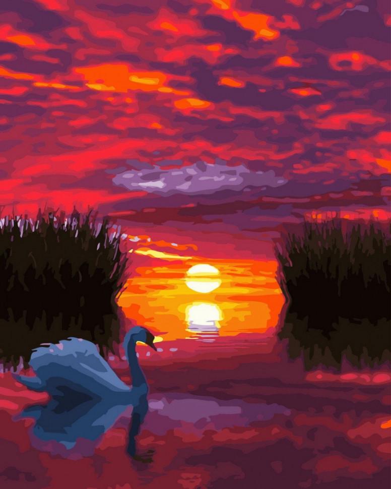 Картина по номерам Brushme Лебедь на закате (GX29423) Картина по номерам Brushme Лебедь на закате (GX29423)