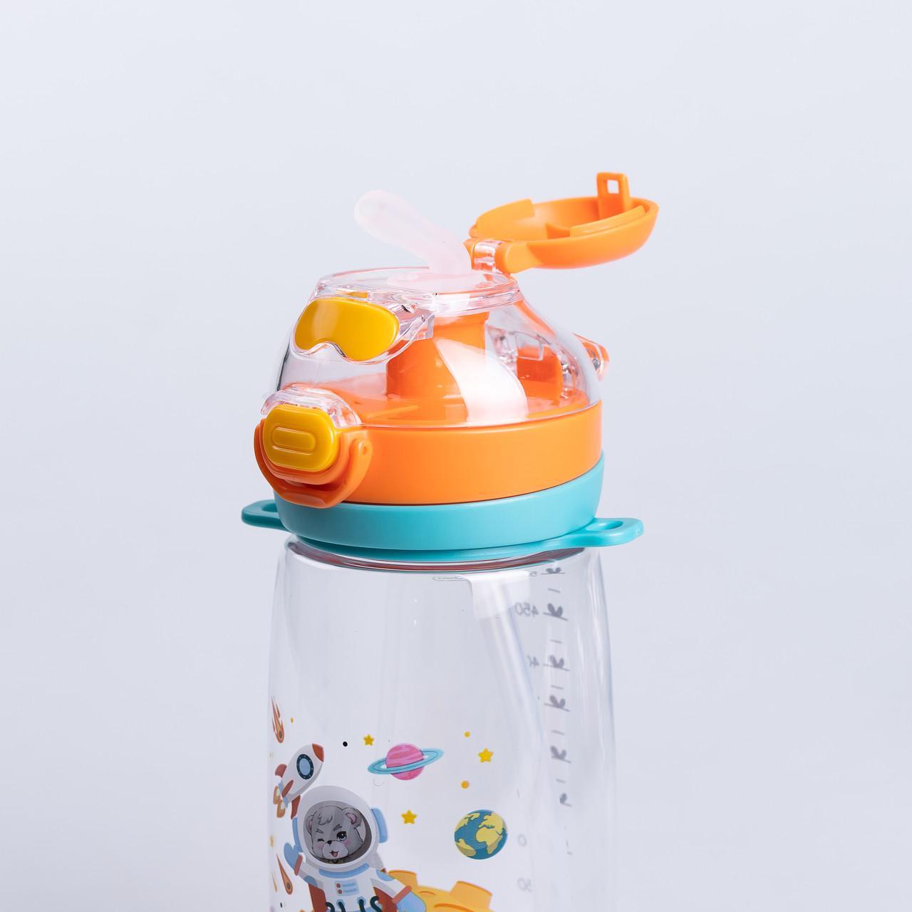 Бутылка для воды детская с ремешком 550 мл Оранжевый (HP-14-45O) - фото 4 Бутылка для воды детская с ремешком 550 мл Оранжевый (HP-14-45O) - фото 4