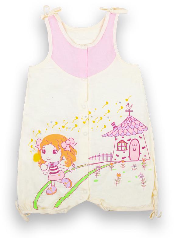 Полукомбинезон детский для девочки GABBI Одуванчик 74 см Молочный (10157)