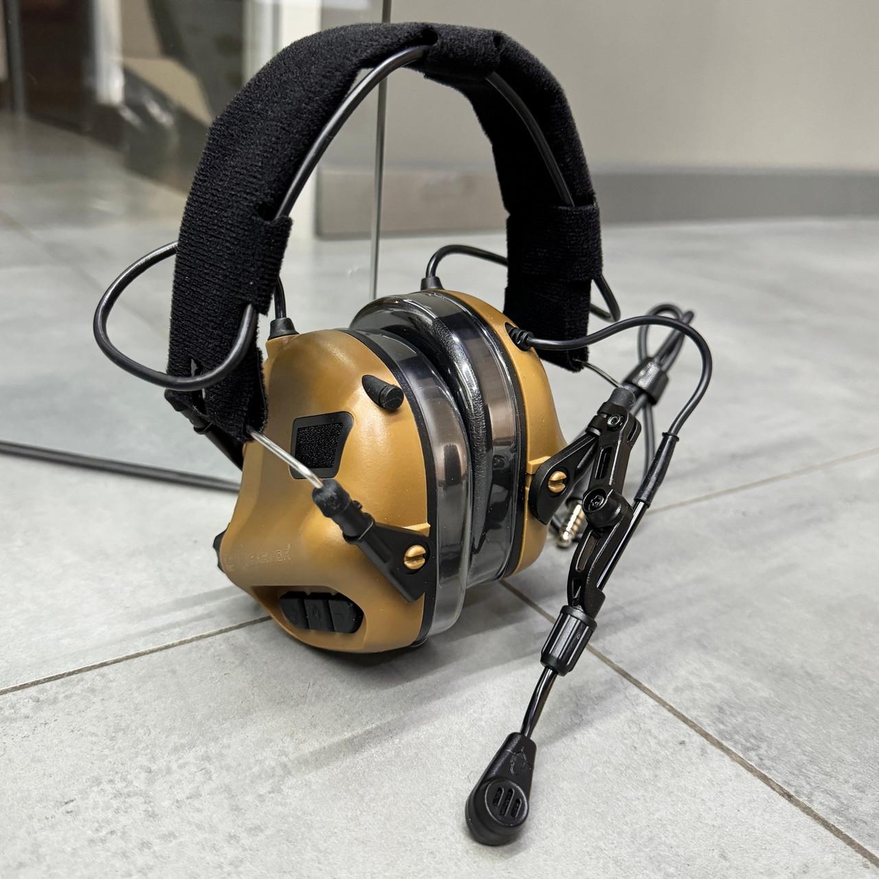 Наушники активные Earmor M32X MOD4 с креплением на шлем и оголовьем Койот (245516) - фото 4