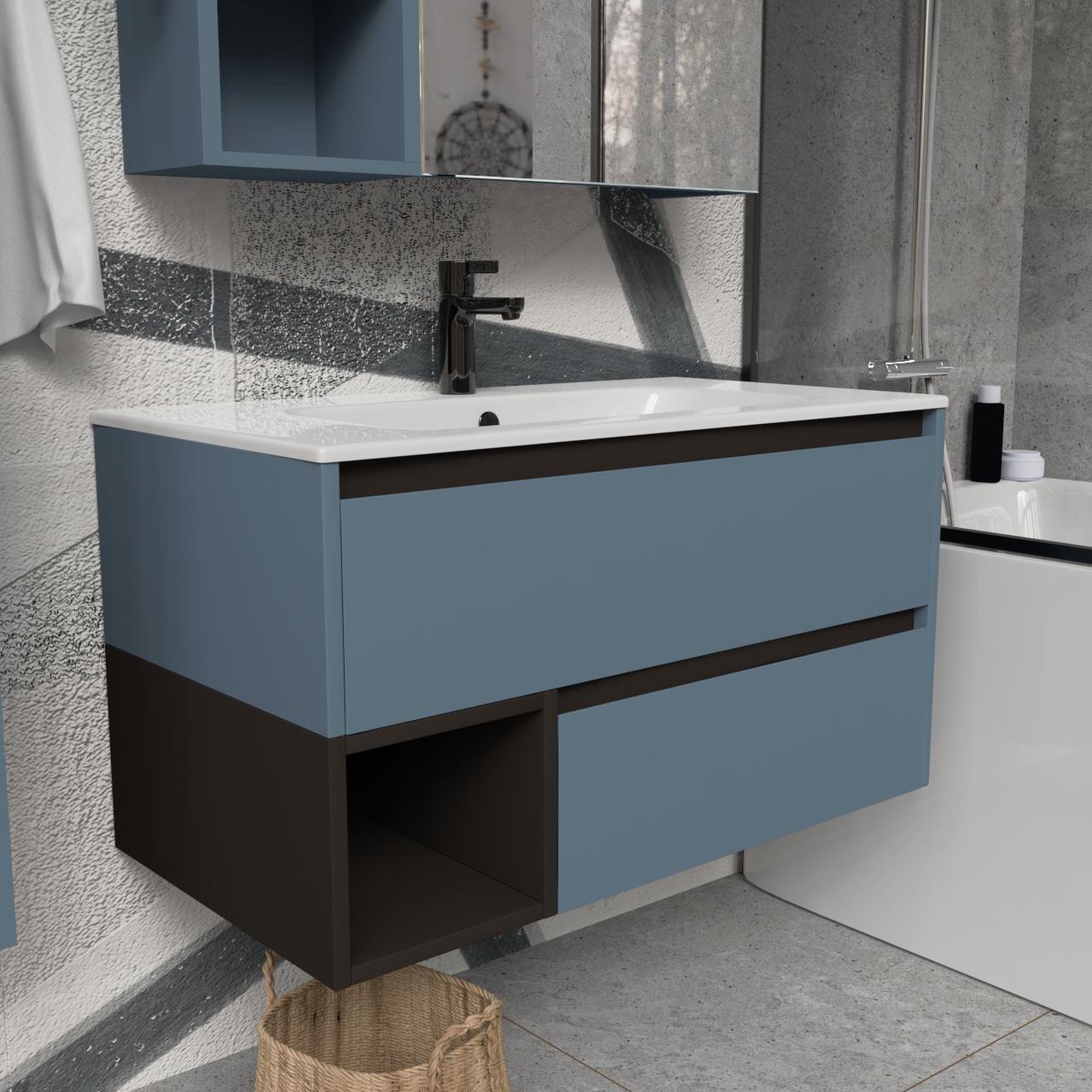 Тумба подвесная с раковиной MVK Vostok Craft 100 В2 1000х450х530 мм Синий Альби (c2100alb) - фото 2