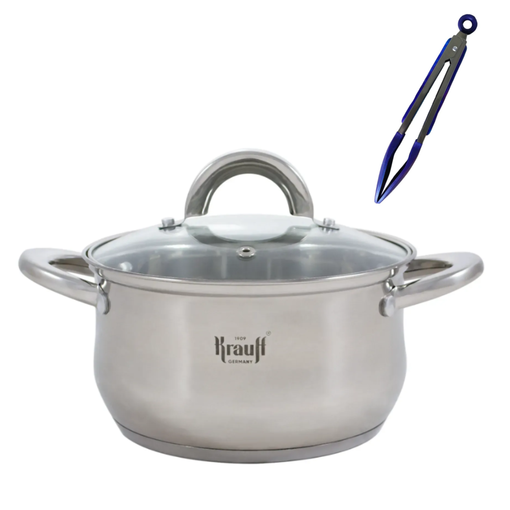 Кастрюля с крышкой Krauff Steil 2,5 л и кухонными щипцами Galaxy (55-333-385)