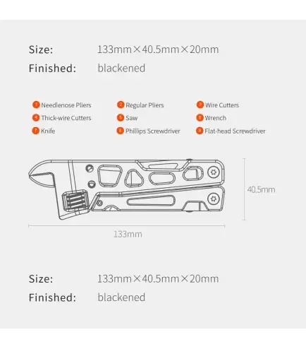 Мультитул NexTool Vanguard Multifunctional Wrench NE20131 Black - фото 4