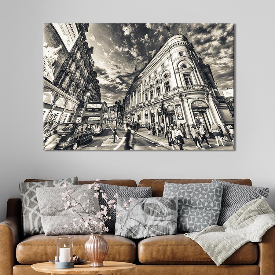 Настенный декор картина на холсте для интерьера Старый Лондон 80x54 см (365-1)