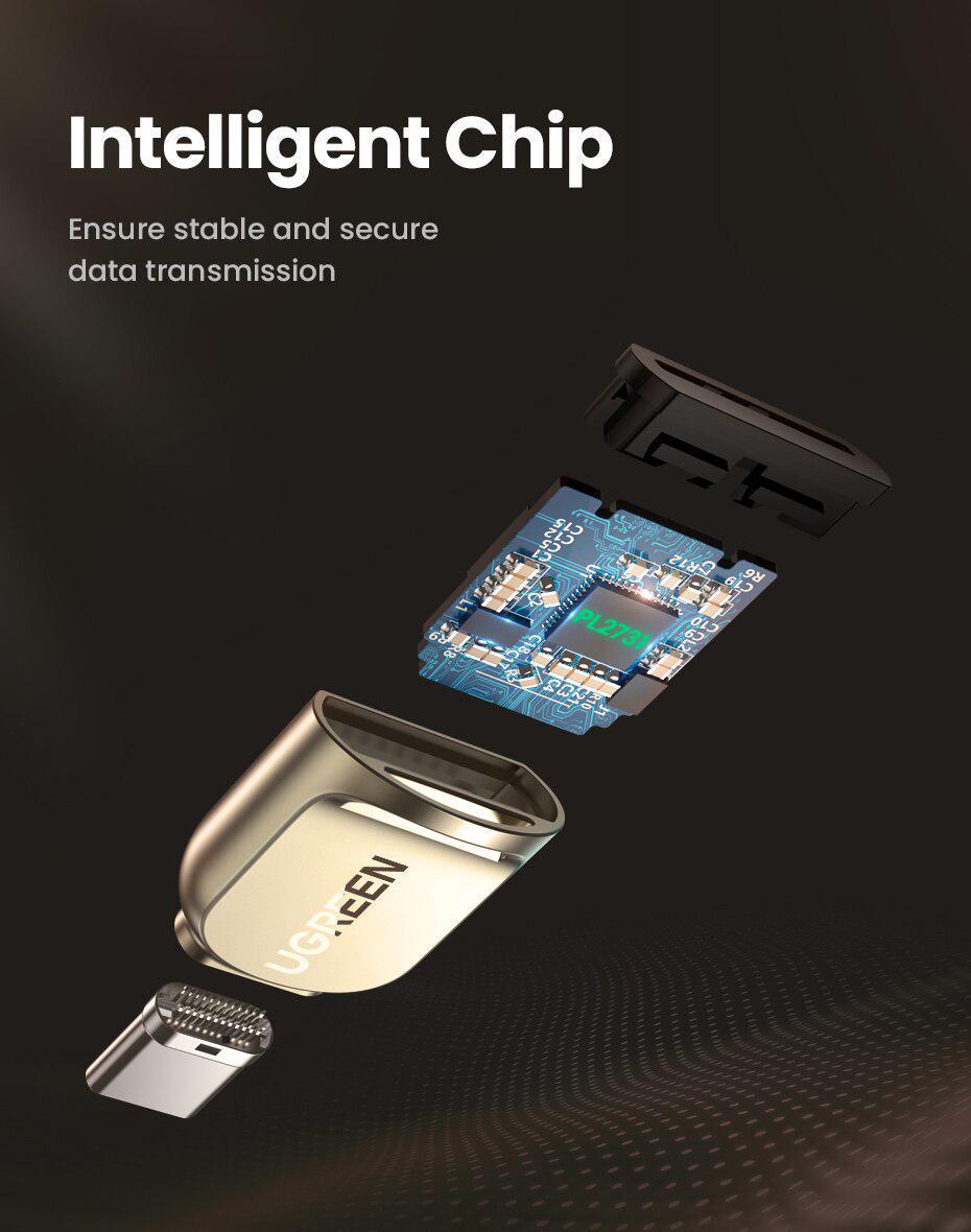 Кардридер UGREEN Type-C для Micro SD /5 Гбіт/с для Читання Карт Пам'яті USB-C металевий Золотистий (80124) - фото 6