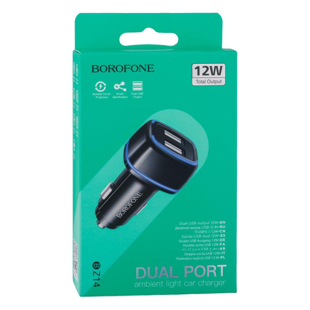 Зарядний пристрій автомобільний Borofone BZ14 2USB 2,4A Black (26578693)