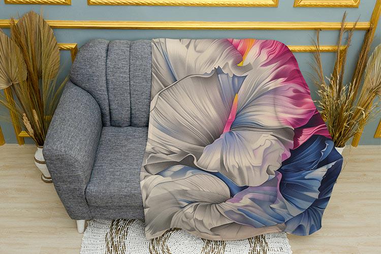 Плед Разноцветные лилии Рисунок плюш двухслойный 135х150 см (114261-2)