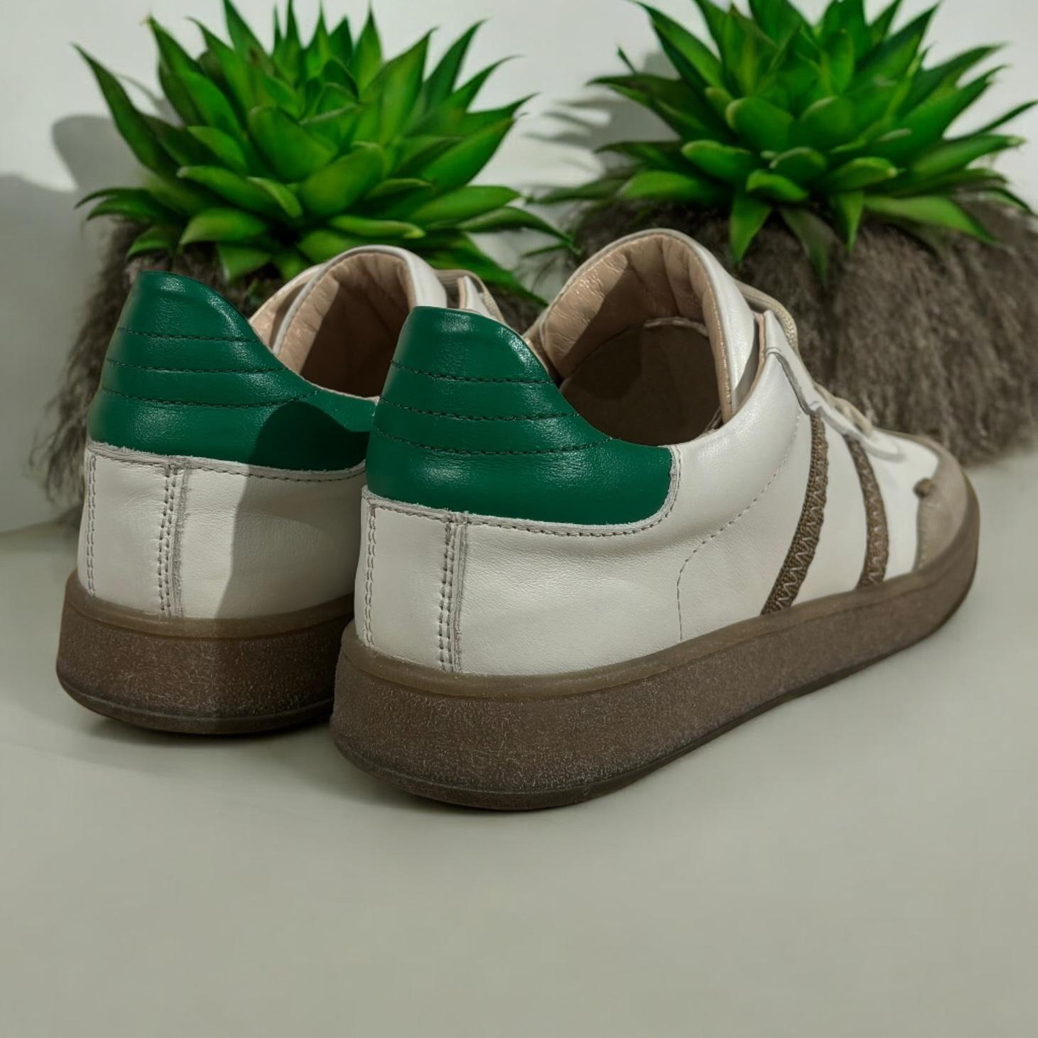 Кеди жіночі MARANDI з натуральної шкіри та з м'якою устілкою р. 35 Білий/Зелений (Neo-01-35-біло-зелений) - фото 2