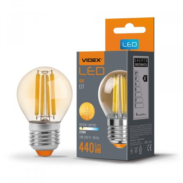 Лампа Videx Filament G45FA/4 W/E27/2200 K Бронзовий Лампа Videx Filament G45FA/4 W/E27/2200 K Бронзовий