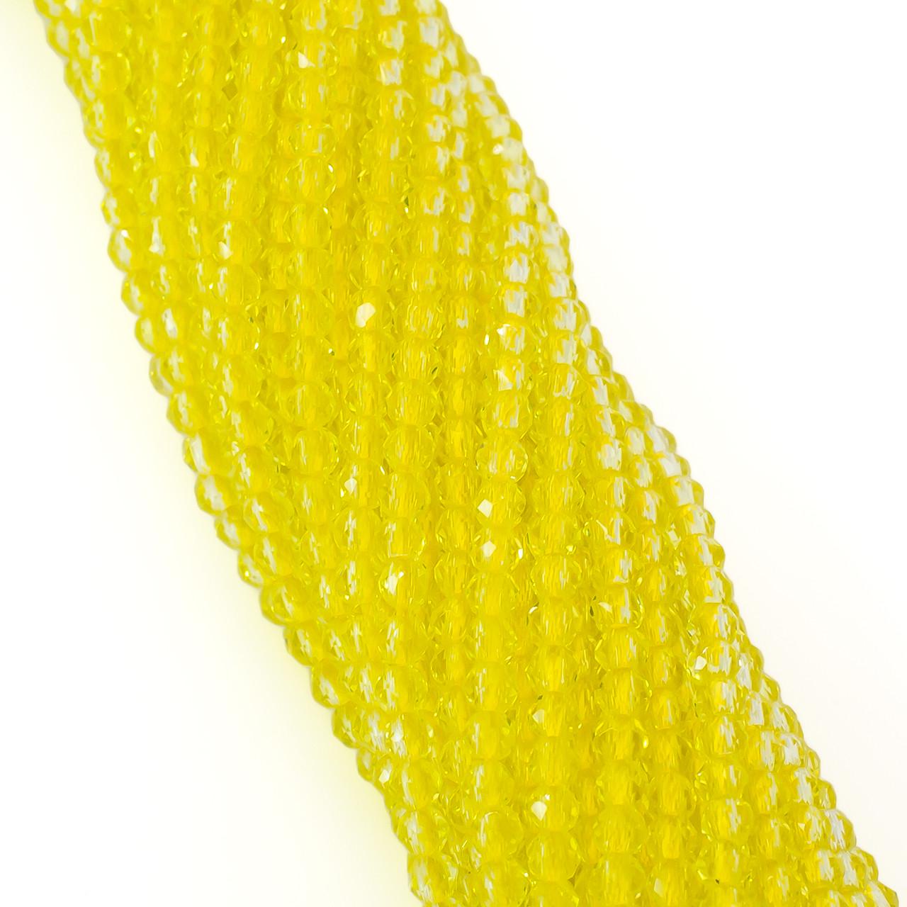 Бусины на нитке 37 см с круглой огранкой из шпинели 2 мм 200 шт. Желтые (БШ1002к04)