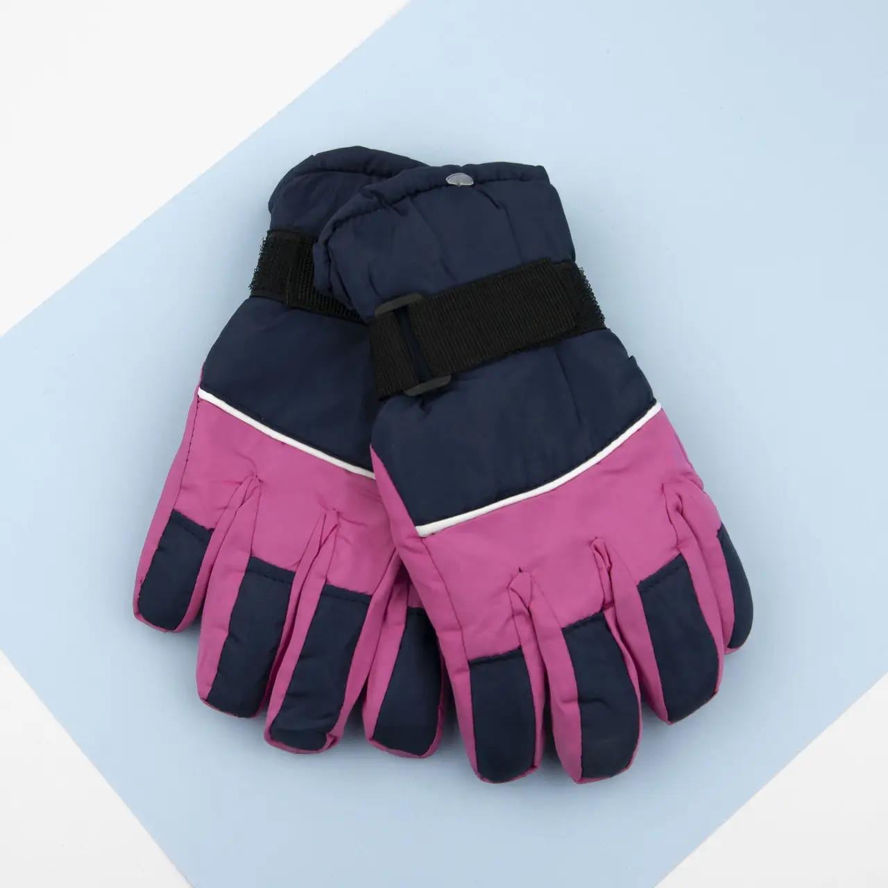 Підліткові рукавички болоневі лижні на липучці з флісовою підкладкою Рожевий (23-12-65)