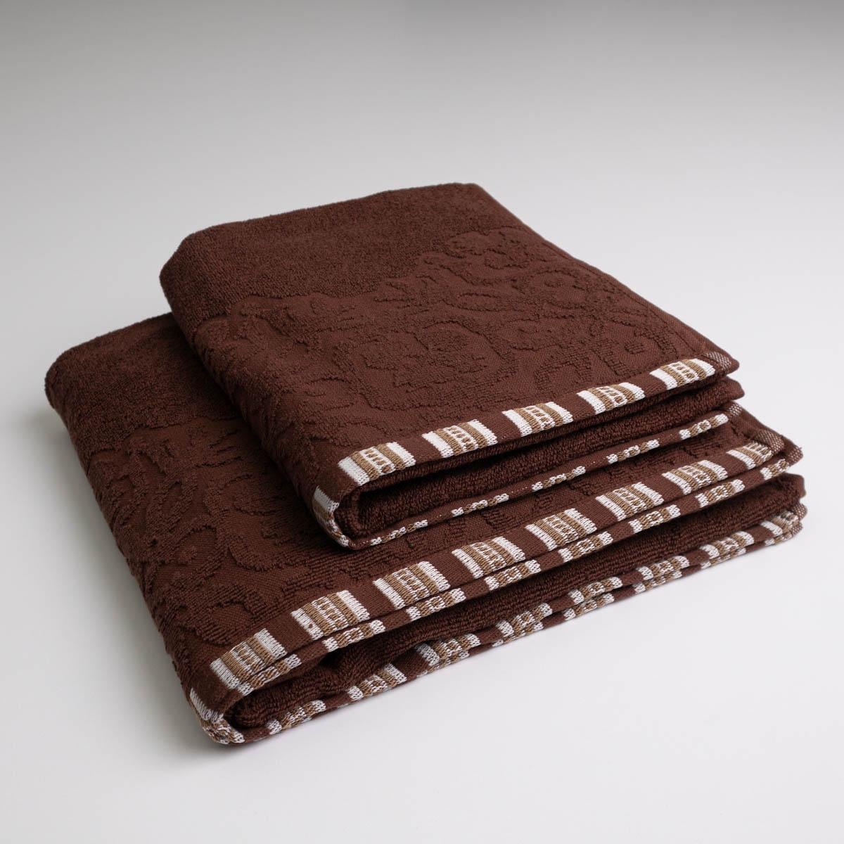 Набір махрових рушників GM Textile з орнаментом 400 г/м2 50х90/70х140 см 2 шт. Коричневий (rmo400-k3-brown)