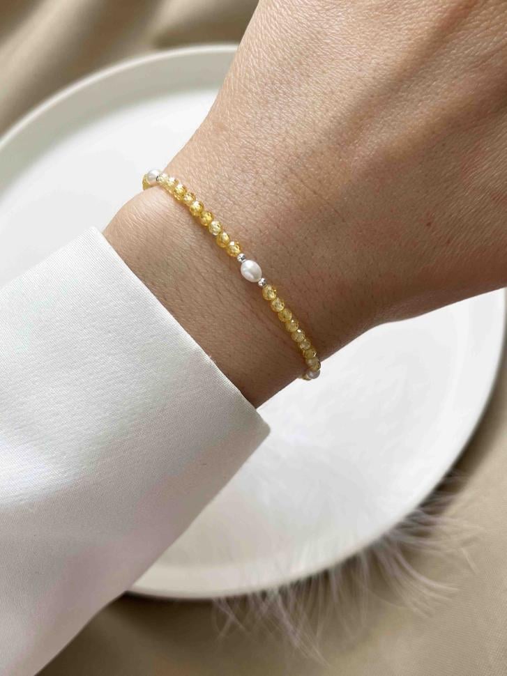 Браслет с жемчугом Желтый (5083)