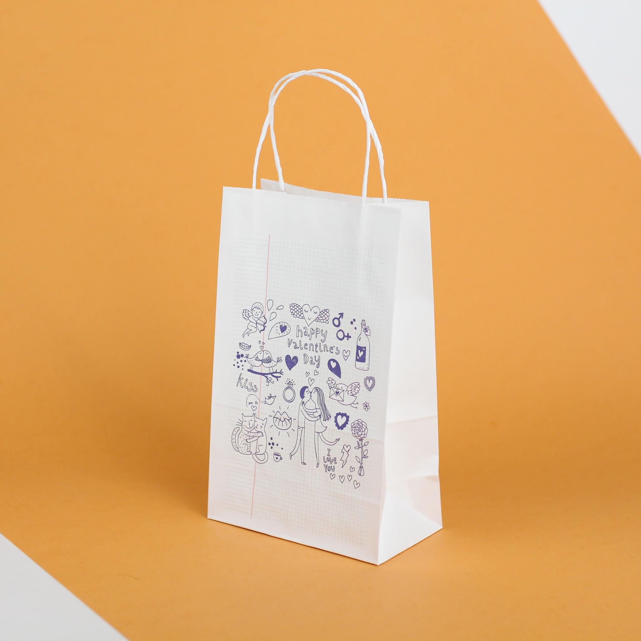 Пакет подарочный на День святого Валентина Школьная записка 150х90х240 мм 20 шт.