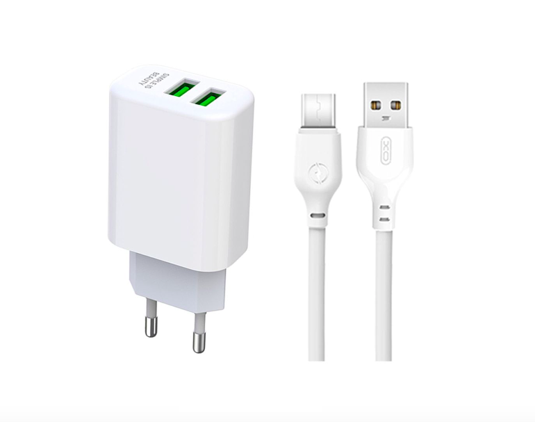 Сетевое зарядное устройство Xo L85C 2xUSB 2,4A Type-C White