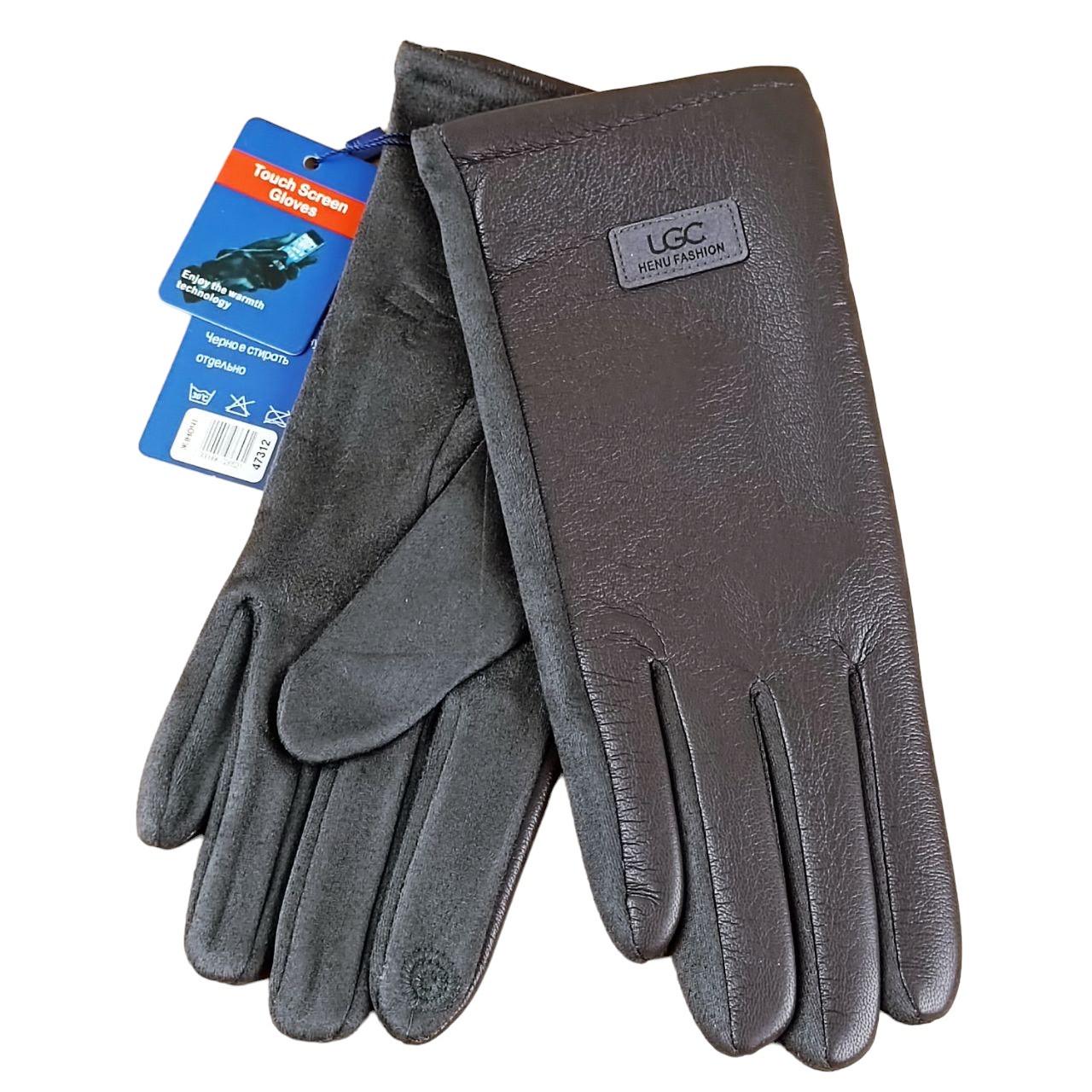 Перчатки женские UGC Дизайн 1 сенсорные экокожа/спандекс Темно-серый (47312)