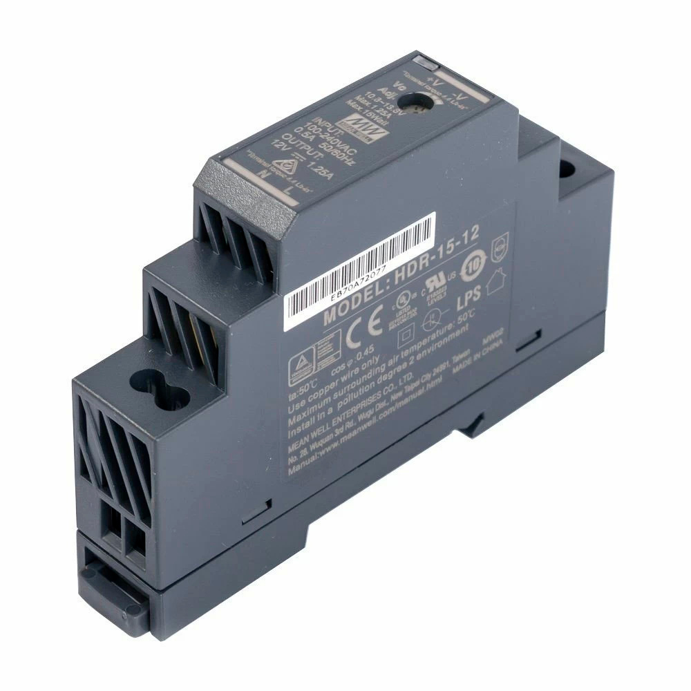 Источник питания Mean Well HDR-15-12 на Din-рейку для промышленного оборудования 15 Вт 12 В 1,25 А (32302)