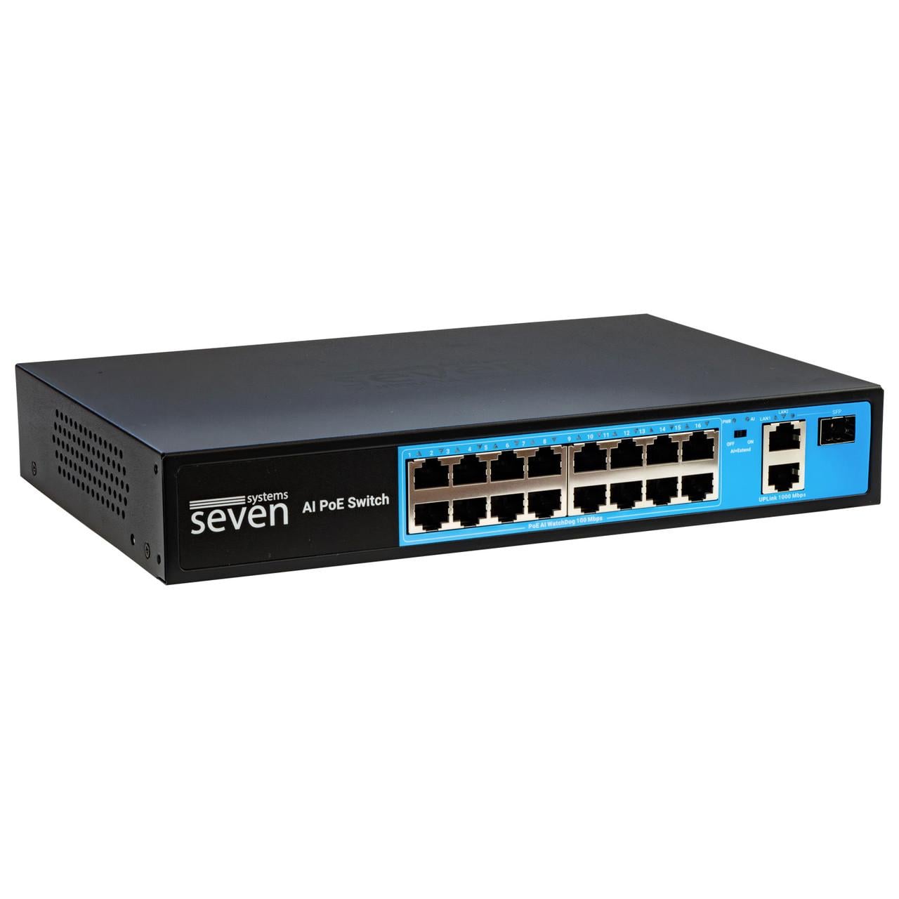 Коммутатор PoE switch 16 портов SEVEN P-73216G-SFP (3103387705)