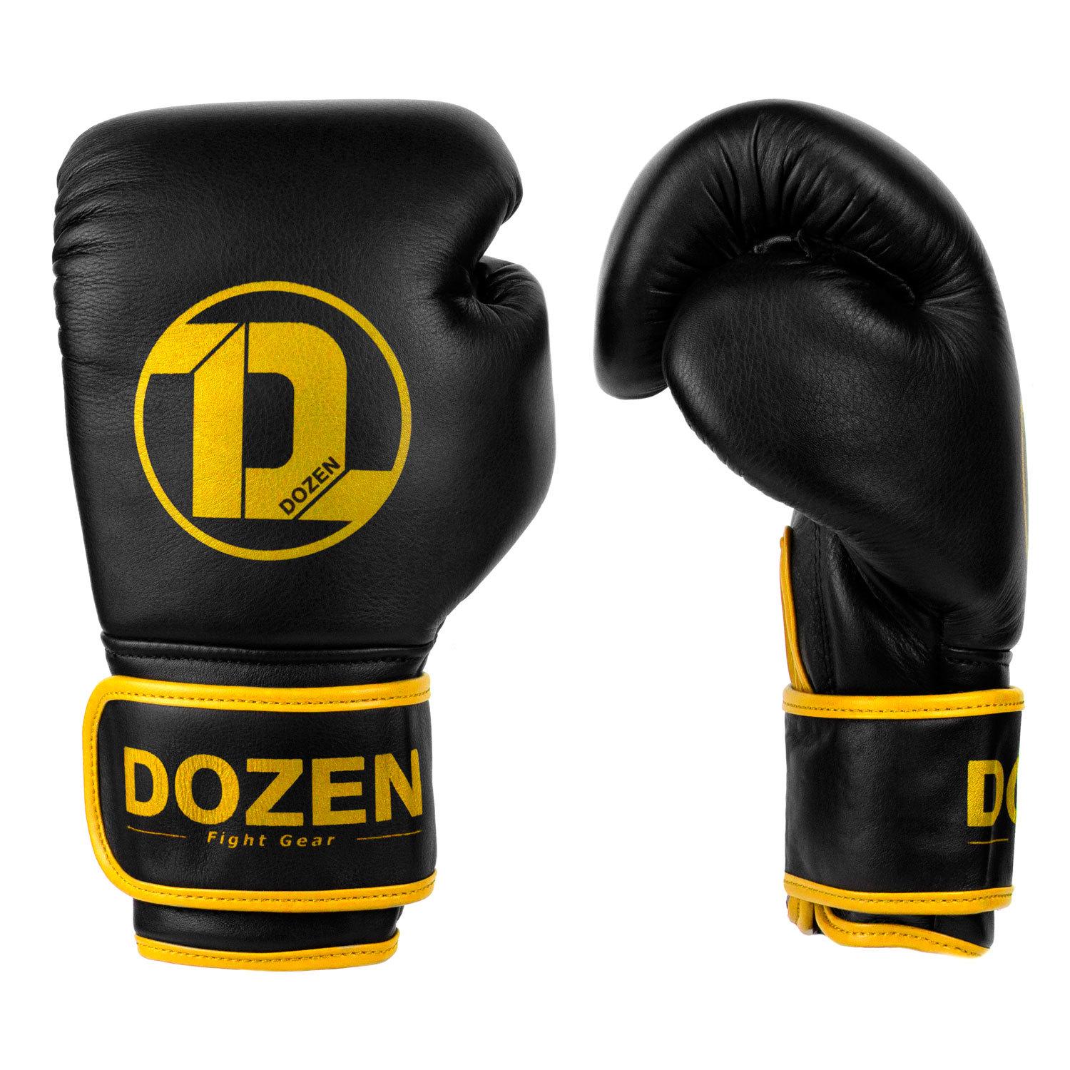 Боксерские перчатки Dozen Monochrome Training Boxing Gloves 12 ун. Черно-желтый - фото 2