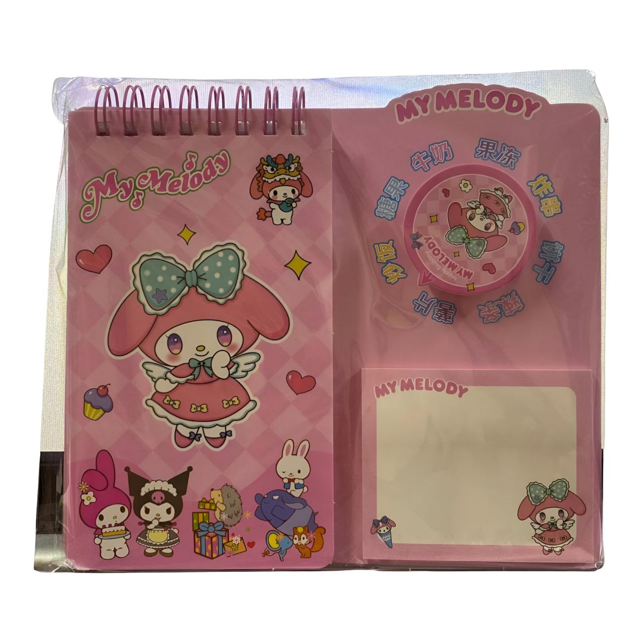 Блокнот Мелоді із наліпками/стікерами для записів та тримачем для ручки Рожевий (25-SS197)