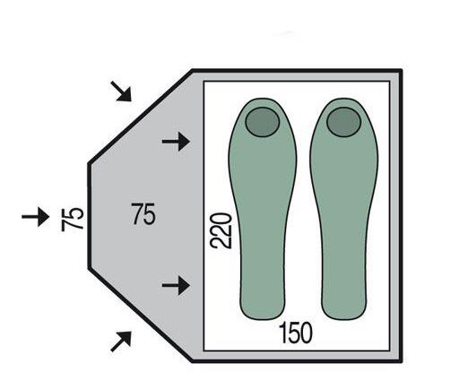 Палатка 2-местная Pinguin Bora 2 Зеленый (PNG 121.2) - фото 2