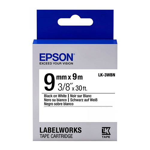 Лента для принтера Epson LK3WBN Std Blk/Wht для LW-300/400/400VP/701 9 мм 9 м Black (C53S653003)