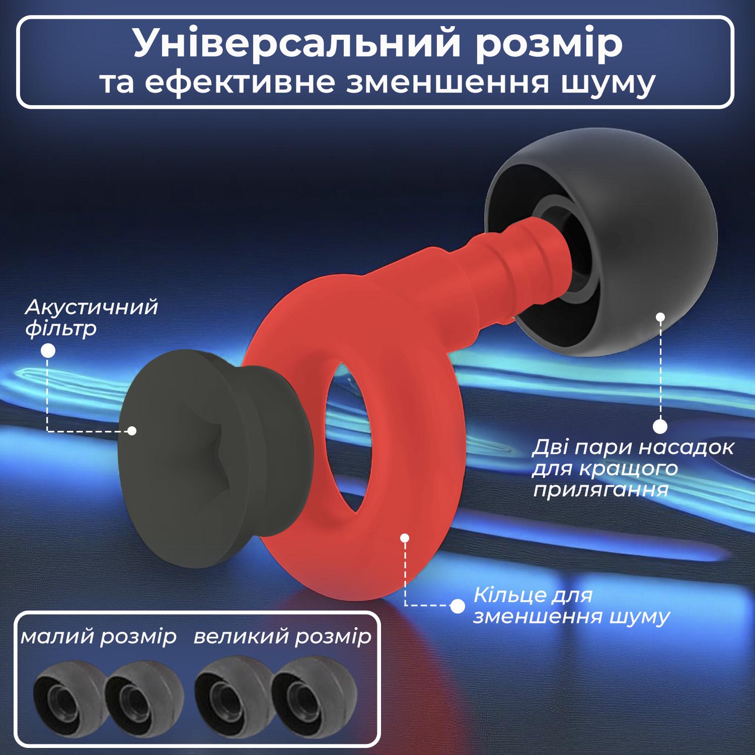 Беруши для плавания силиконовые с акустическим фильтром Черно-красный - фото 6 Беруши для плавания силиконовые с акустическим фильтром Черно-красный - фото 6