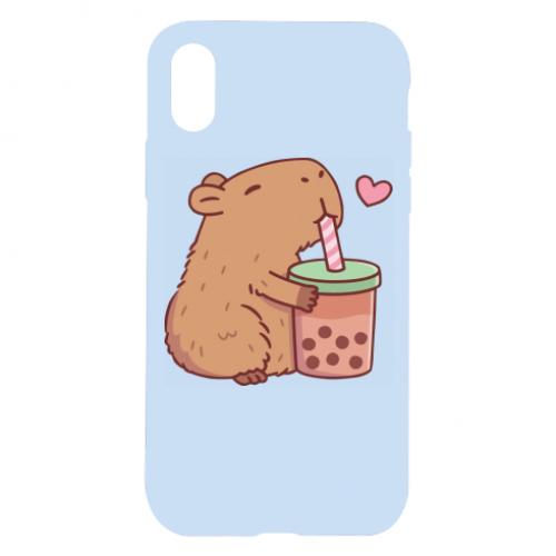 Чехол для iPhone X/Xs Boba tea capybara
