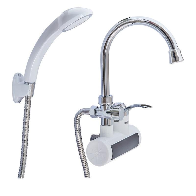 Проточный водонагреватель Zerix ELW22-EW для ванной с индикатором температуры 3 кВт Белый (ZX4934) - фото 2