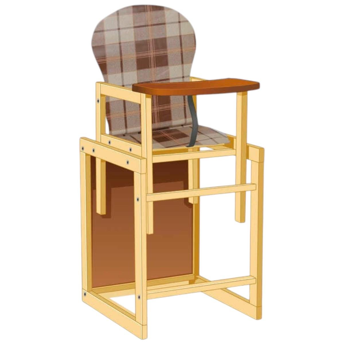 Стульчик для кормления Мася Клетка Коричневый (№1215) - фото 1