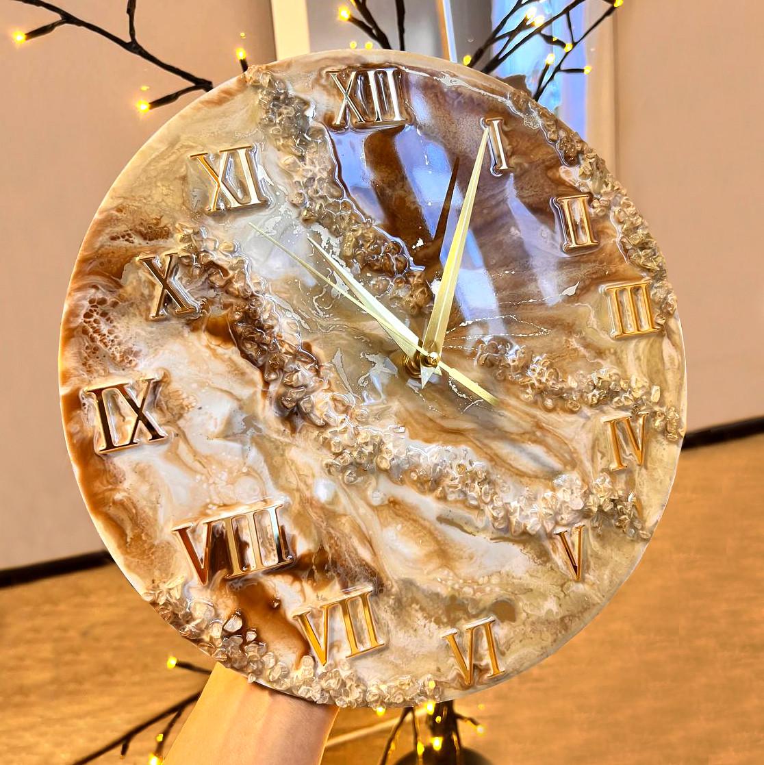 Годинник настінний круглий з епоксидної смоли EPOXY M131 35х35 см