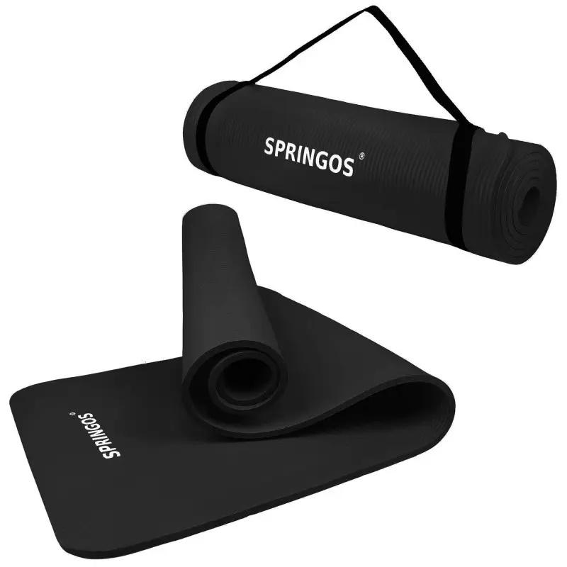 Коврик для йоги и фитнеса Springos NBR 1 см YG0005 Black - фото 2