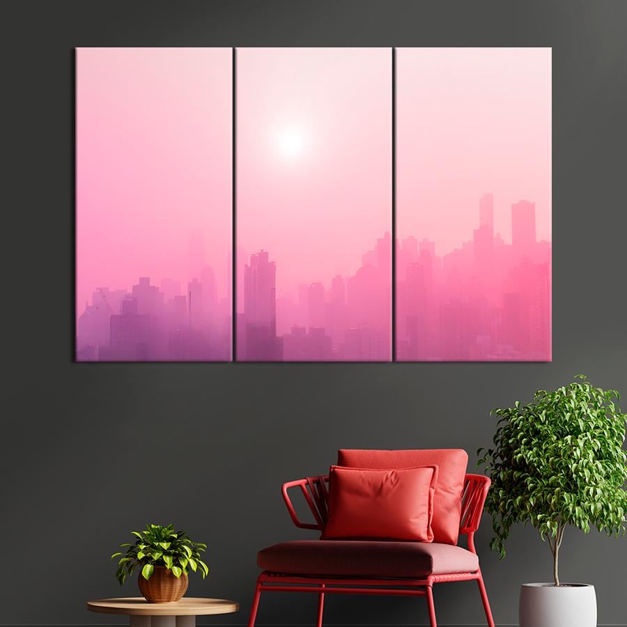 Картина город Силуэт мегаполиса 156x100 см (A640-3)