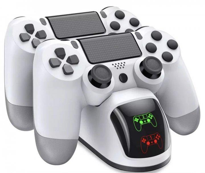 Зарядна док станція Beboncool для DualShock 4 PS4 на 2 геймпади Білий (642065224) - фото 1