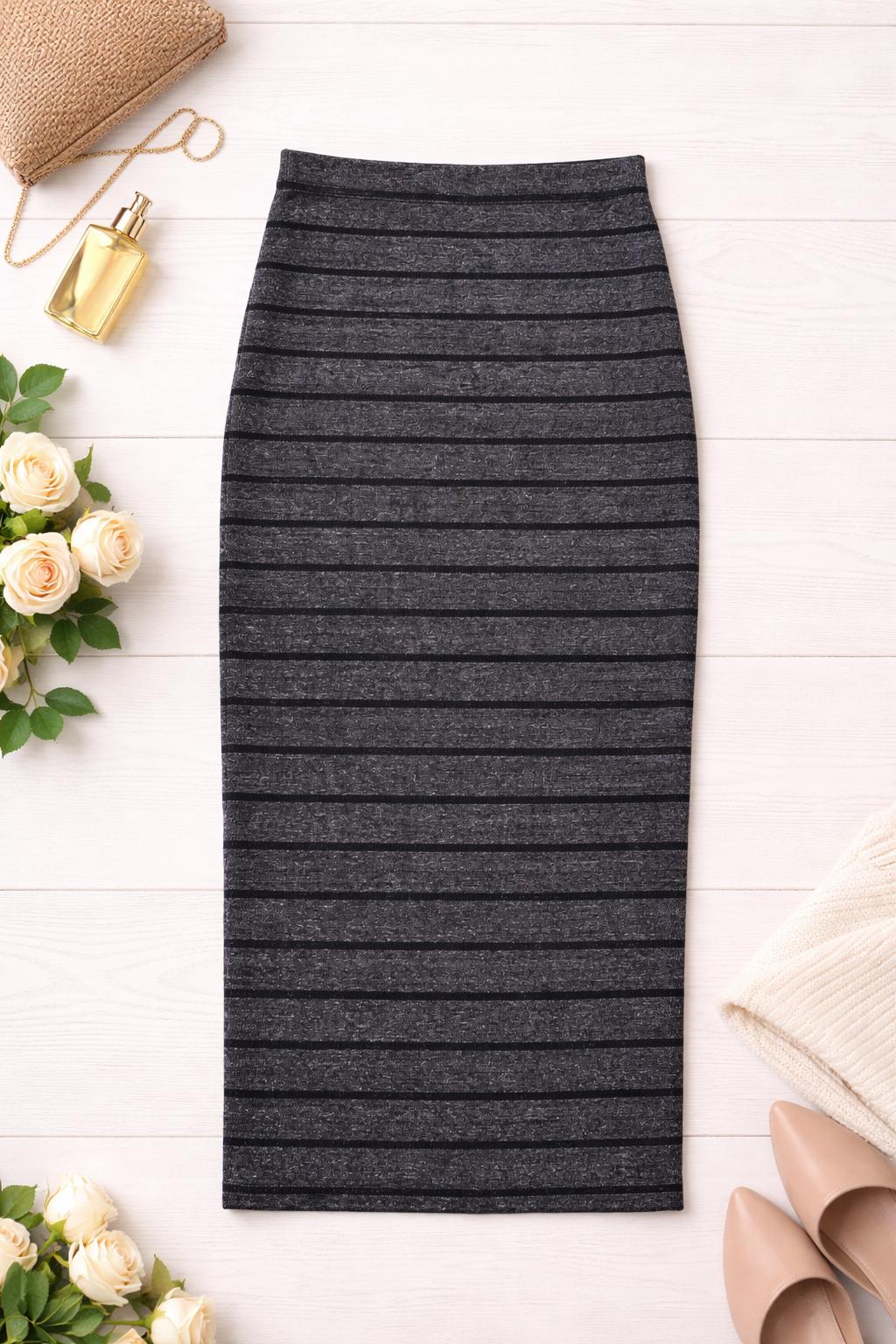 Спідниця Bershka Смужки M Сірий (0662-443)