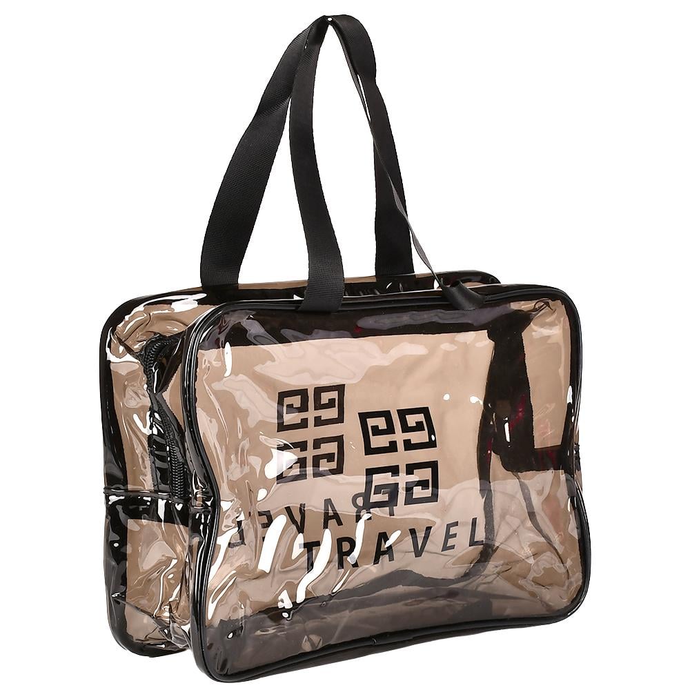 Косметичка дорожная Stenson Travel 27х10х19 см Прозрачный с черным (R97538)