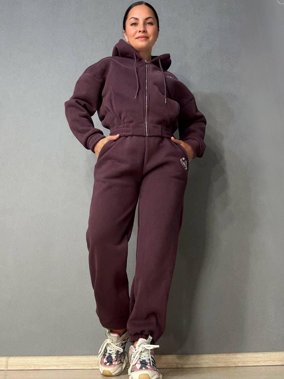 Костюм женский Joy One 80990 утепленный на флисе худи с брюками XL Бордовый (5952) - фото 6 Костюм женский Joy One 80990 утепленный на флисе худи с брюками XL Бордовый (5952) - фото 6